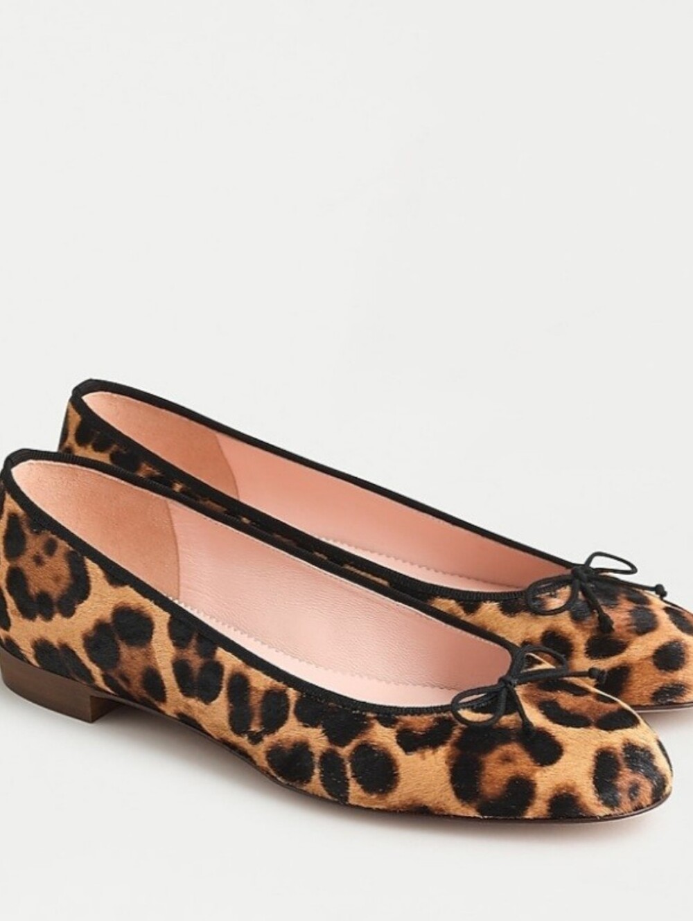 J. Crew NWOB Leopard-Print Ballet Flats in Tan and Black with Bow Trim Size 6